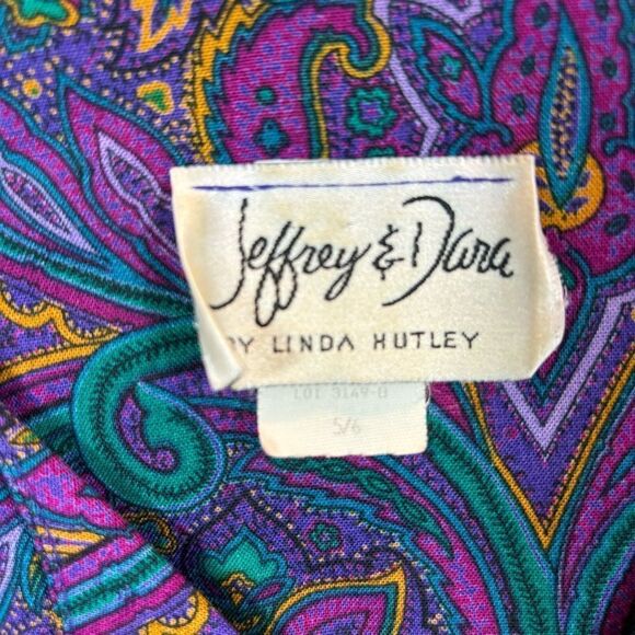 Ladies Vintage Jeffery & Dara by Linda Hutley Purple and Green Blouse Size 5/6 - Picture 8 of 14